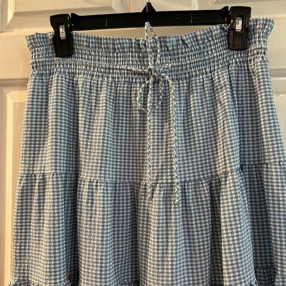 Zara Light Blue Gingham Tiered Maxi Skirt - Picture 2 of 3